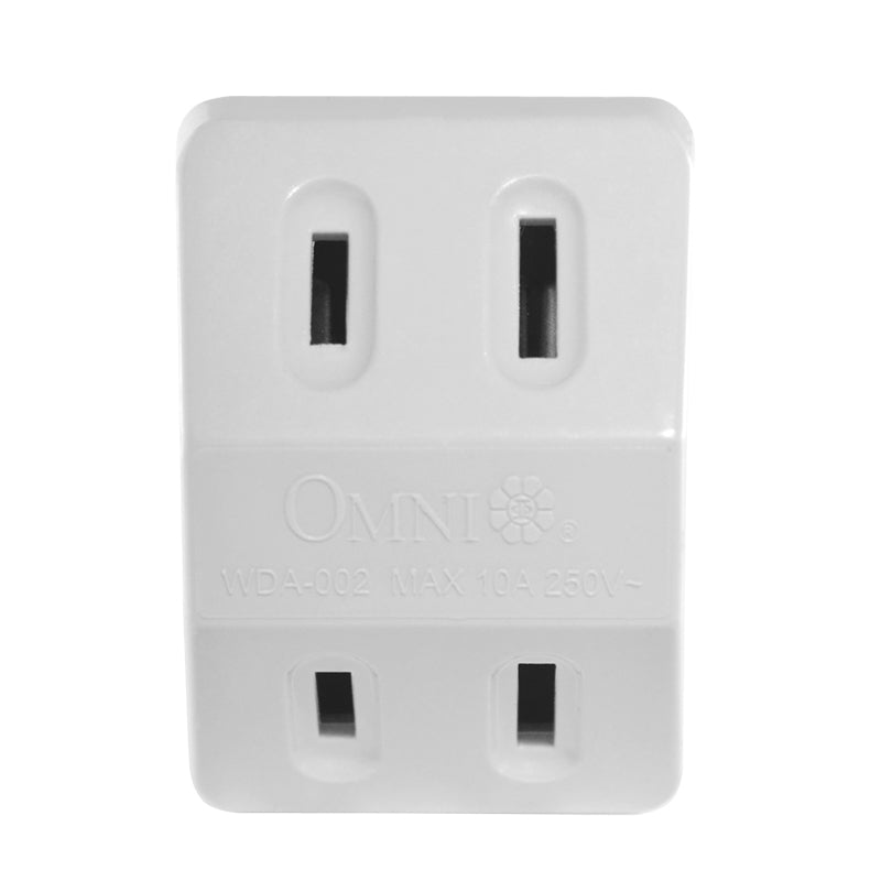 OMNI 1 to 2 Outlet Adapter Plug 10A 220V for Electrical Appliances | WDA-002