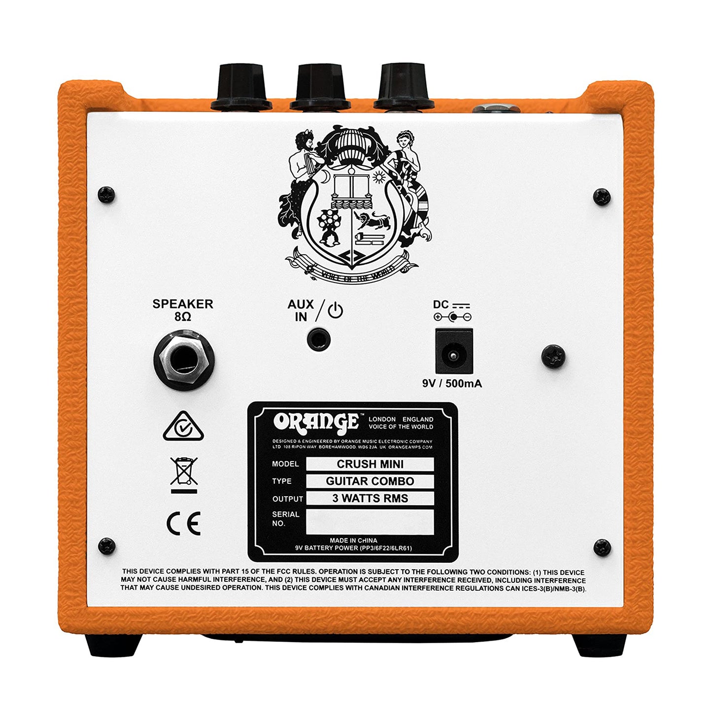 Orange Amps Crush Mini 3 Watt Guitar Combo Amplifier with Built-in Tuner, Headphone and Speaker Output (Black, Orange)