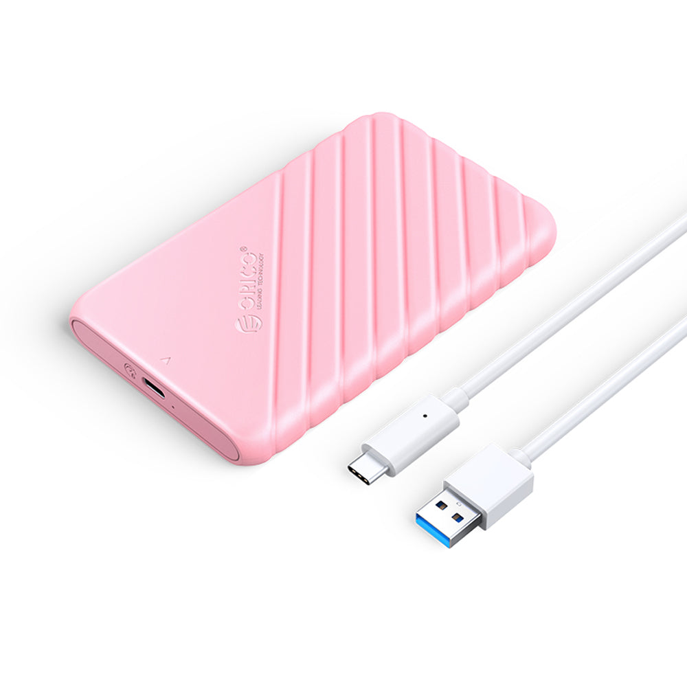 ORICO 2.5 inch SATA to USB 3.1 Gen1 SSD/HDD Hard Disk Enclosure Tool-Free with 6Gbps Fast Transmission Rate,  (0.5m) USB-C to USB-A Data Cable, 6TB Max. Disk Capacity (Black, Blue, Pink, White) | 25PW1-C3