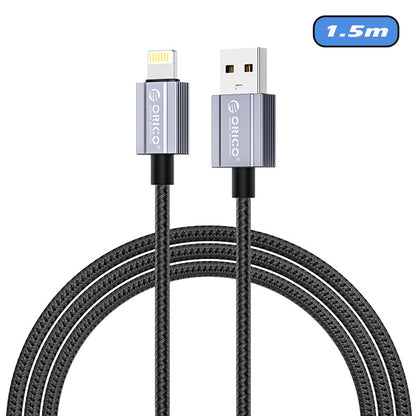 [CLEARANCE] ORICO GQA12 (2m) USB-A to Lightning Fast Charging Data Cable 5V/2.4A 12W, 480Mbps Transmission Rate, Nylon-Braided Aluminum Alloy for iPhone, iPad, Air Pods