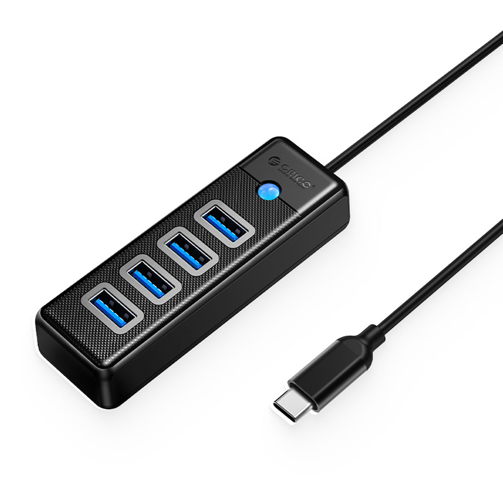 ORICO (0.15m) 4-in-1 USB 3.0 Type C Hub with 5Gbps Transfer Rate, 4 x USB-A 3.0 Output for Windows, macOS, Linux (Black / Blue / Pink / White) | PW4U-C3-015