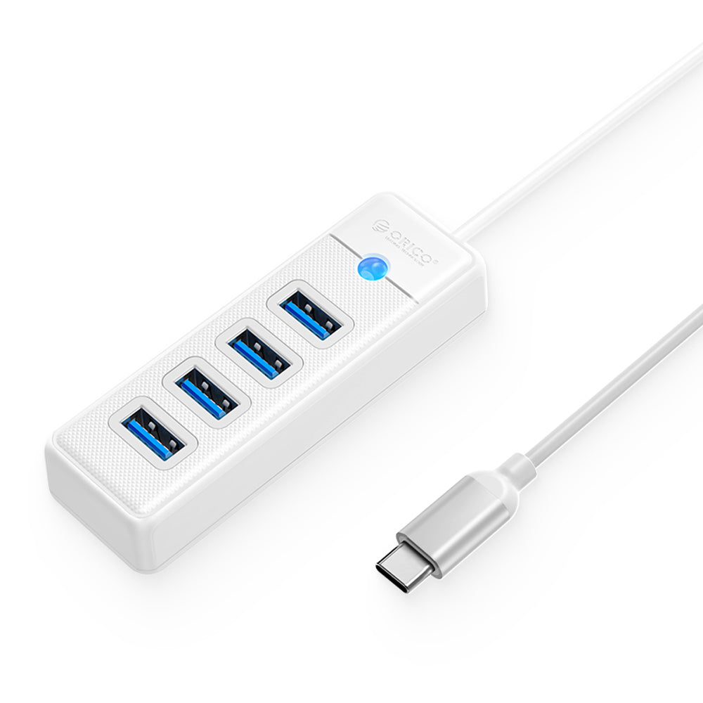 ORICO (0.15m) 4-in-1 USB 3.0 Type C Hub with 5Gbps Transfer Rate, 4 x USB-A 3.0 Output for Windows, macOS, Linux (Black / Blue / Pink / White) | PW4U-C3-015