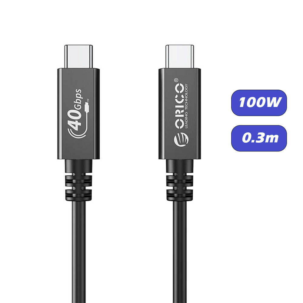 ORICO U4A (0.3m, 0.5m, 0.8m) USB Type C 4.0 Charging Data Cable with 40Gbps High-Speed Transmission Rate, PD 100W, 8K 60Hz UHD Video, USB-C Male to USB-C Male, Aluminum Alloy for Smartphones, Laptop, Tablet, PC, Switch, Projector