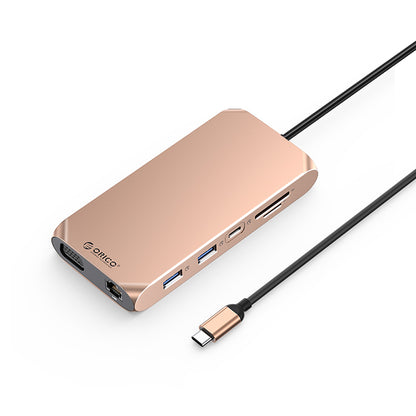 [CLEARANCE] ORICO 12-in-1 USB 3.1 Type C Multifunctional Docking Station with 5Gbps USB-C Input, 4K 60Hz, PD 100W, 5Gbps USB-A 3.1. USB-A 2.0, 1080p VGA, 1000Mbps Ethernet, 3.5mm Audio Port, SD & TF Card Slot (Gray, Rose Gold, Silver) | XCR-X11