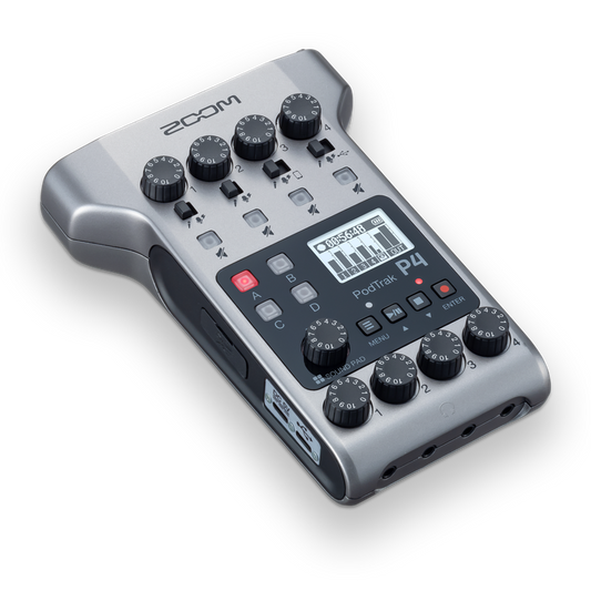 Zoom Podtrak P4 Podcast Voice Recorder with Customizable Sound Pads for Podcast and Remote Interviews