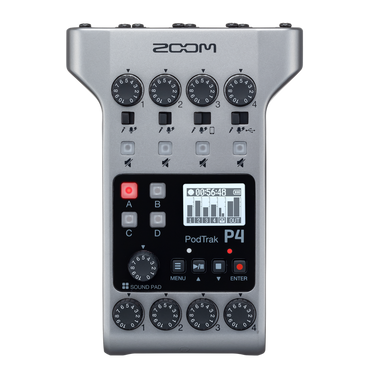 Zoom Podtrak P4 Podcast Voice Recorder with Customizable Sound Pads for Podcast and Remote Interviews