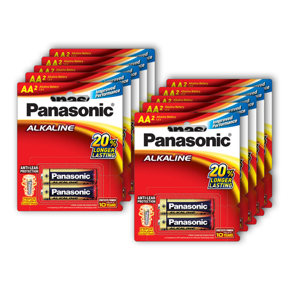 Panasonic LR6T/2B AA (Pack of 2) Alkaline Batteries 1.5V Battery (PACK OF 10)