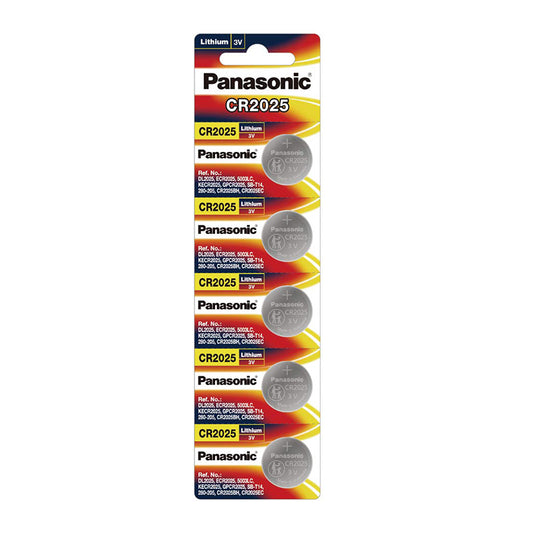 Panasonic CR2025 ECR2025 2025 Lithium Coin Cell Button Battery 3V (PACK OF 5)