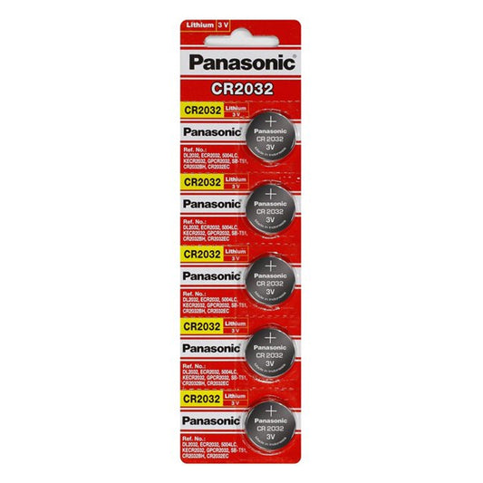 Panasonic CR2032 ECR2032 2032 Lithium Coin Cell Button Battery 3V (PACK OF 5)