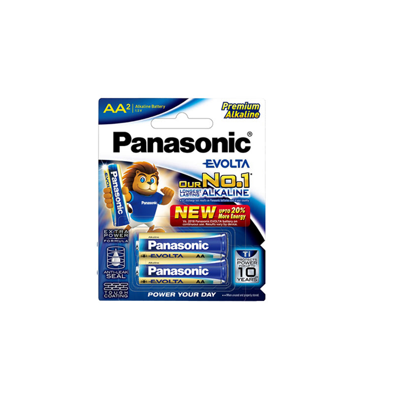 Panasonic LR6EG/2B Evolta AA (Pack of 2) Premium Alkaline Batteries 1.5V Battery