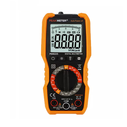 PeakMeter PM8225 Handheld Portable NCV Digital Multimeter with Flashlight, 4000 Counts, LCD Display and 600V AC/DC Voltage, Continuity and Resistance Measurement