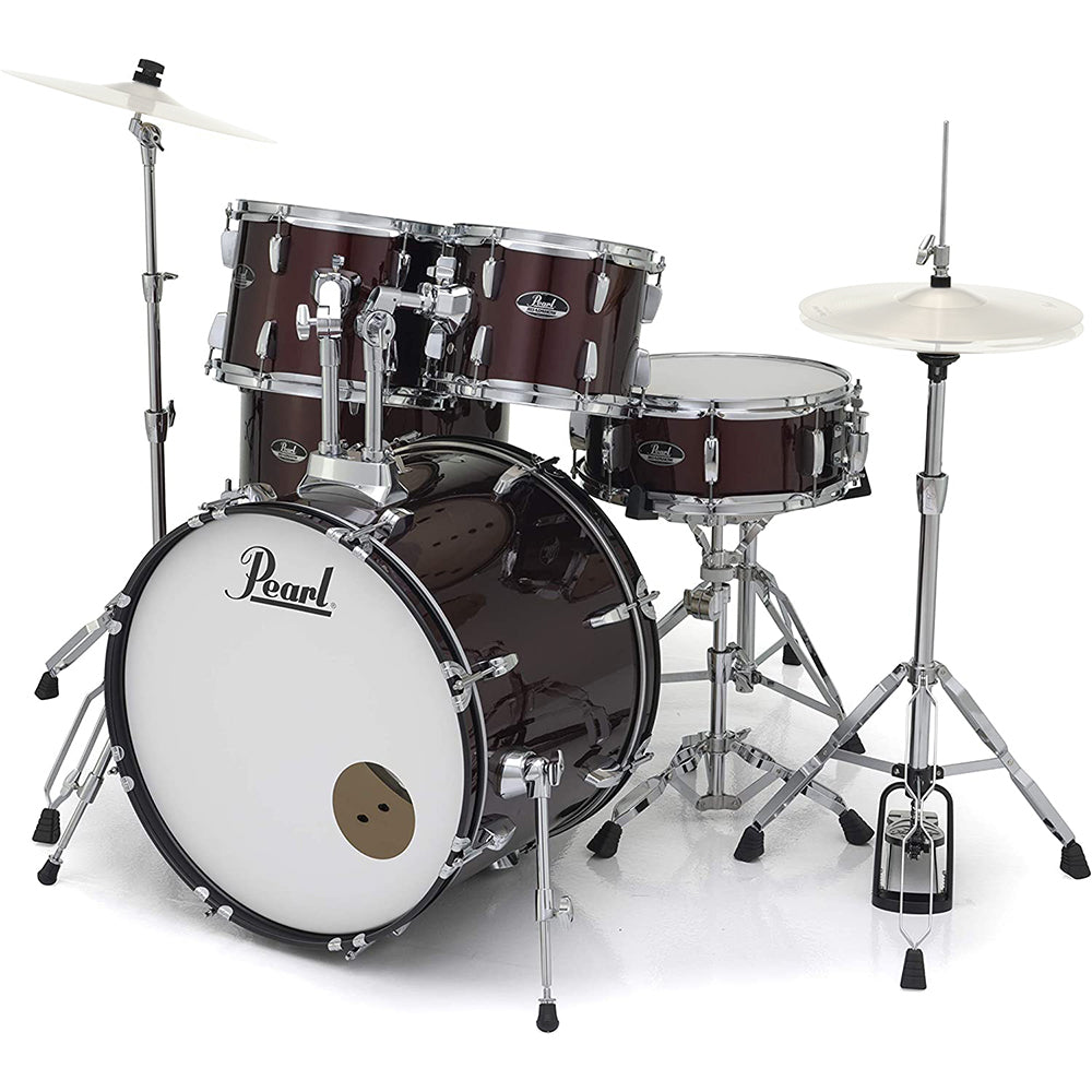 Pearl Roadshow 5-Piece Acoustic Drum Kit with 22" Bass Drum, 14" Snare, 10" / 12" Mounted Toms, 16" Floor Tom, Hardware and Throne for Drummers (Wine Red) | RS525SB/C