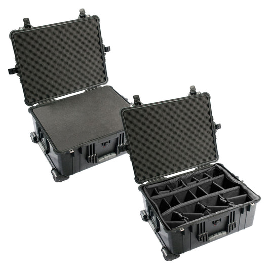 Pelican 1610 Protector Transport Case Unbreakable Watertight Dustproof Trolley Hard Casing with Extension Handle and Wheels, IP67 Rating (with Foam / Dividers)