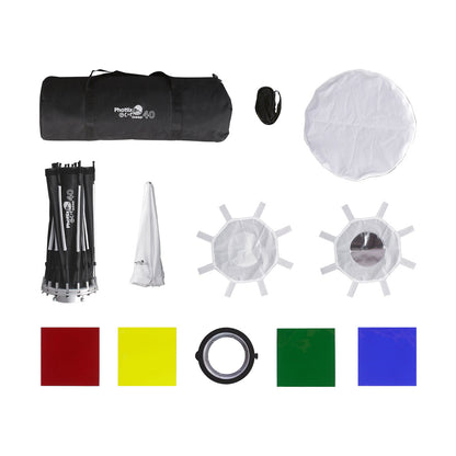 [CLEARANCE] Phottix G-Capsule Deep Series 40cm / 85cm EZ-Up Modifier Panoramic Softbox with One Push Release Unlock Button, Magnetic Gel Filter Holder and Bowens Mount | PH83724, PH83720