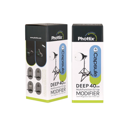 [CLEARANCE] Phottix G-Capsule Deep Series 40cm / 85cm EZ-Up Modifier Panoramic Softbox with One Push Release Unlock Button, Magnetic Gel Filter Holder and Bowens Mount | PH83724, PH83720