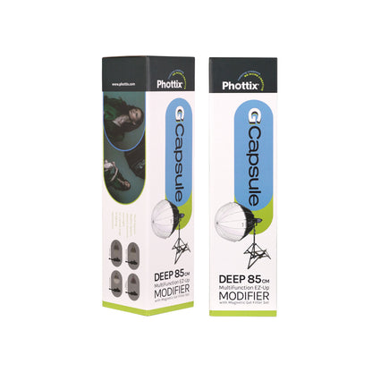 [CLEARANCE] Phottix G-Capsule Deep Series 40cm / 85cm EZ-Up Modifier Panoramic Softbox with One Push Release Unlock Button, Magnetic Gel Filter Holder and Bowens Mount | PH83724, PH83720