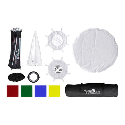 [CLEARANCE] Phottix G-Capsule Deep Series 40cm / 85cm EZ-Up Modifier Panoramic Softbox with One Push Release Unlock Button, Magnetic Gel Filter Holder and Bowens Mount | PH83724, PH83720