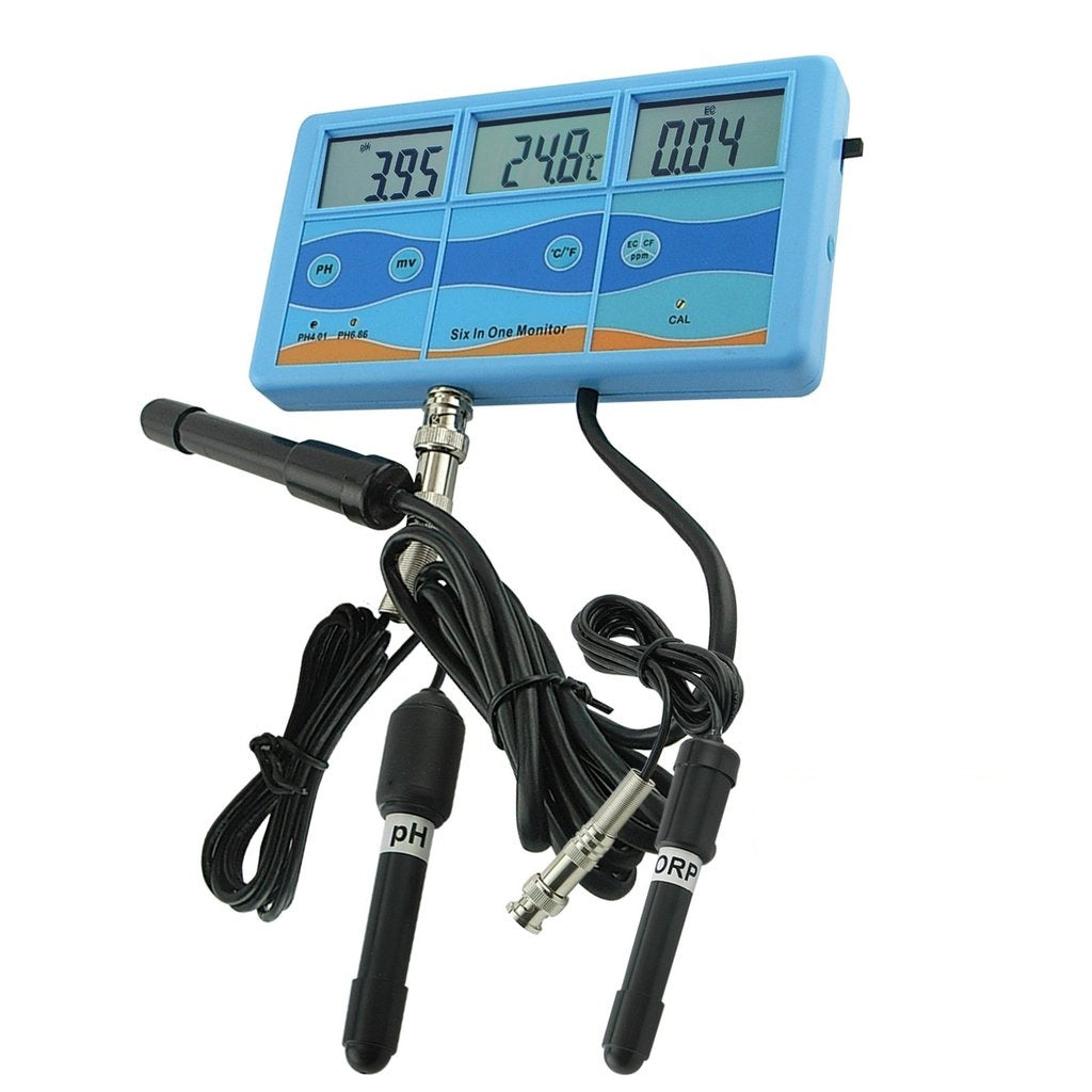 PHT-027 Pro 7 in 1 Rechargeable Multifunction LCD Digital Meter Water Quality Tester ORP (mV), PH, CF, EC, TDS (ppm), degree F, degree C Meter Tester Thermometer