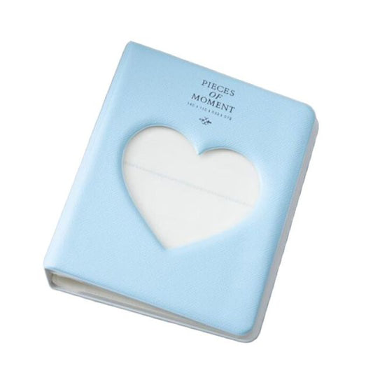 Pikxi Cute Heart Pastel Color Photo Album 64 Pockets 3-Inch Pictures Holder Photocard Book for Fujifilm Instax Mini Film (Blue, Ice, Pink, Lilac, Purple, Beige, Flamingo)