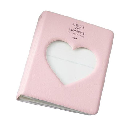 [CLEARANCE] Pikxi 64 Pockets Cute Heart Mini Instant Film Photo Album with 16 Pages White for FUJIFILM Instax Mini Film Camera, Picture and Card Holder | AMH64-23 FLAMINGO PINK
