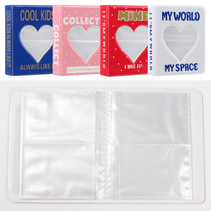 [CLEARANCE] Pikxi 64 Pockets Cute Heart Mini Instant Film Photo Album with 16 Pages Transparent for FUJIFILM Instax Mini Film Camera, Picture & Card Holder | AMH64-04 WHITE