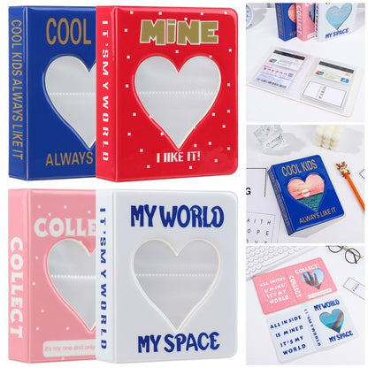 [CLEARANCE] Pikxi 64 Pockets Cute Heart Mini Instant Film Photo Album with 16 Pages Transparent for FUJIFILM Instax Mini Film Camera, Picture & Card Holder | AMH64-04 WHITE