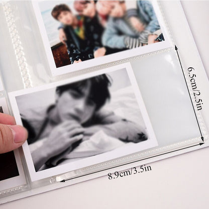 Pikxi 64 Pockets Cute Heart Mini Instant Film Photo Album with 16 Pages Transparent and Button Latch for FUJIFILM Instax Mini Film Camera, Picture and Card Holder | AMH64-06 BLACK