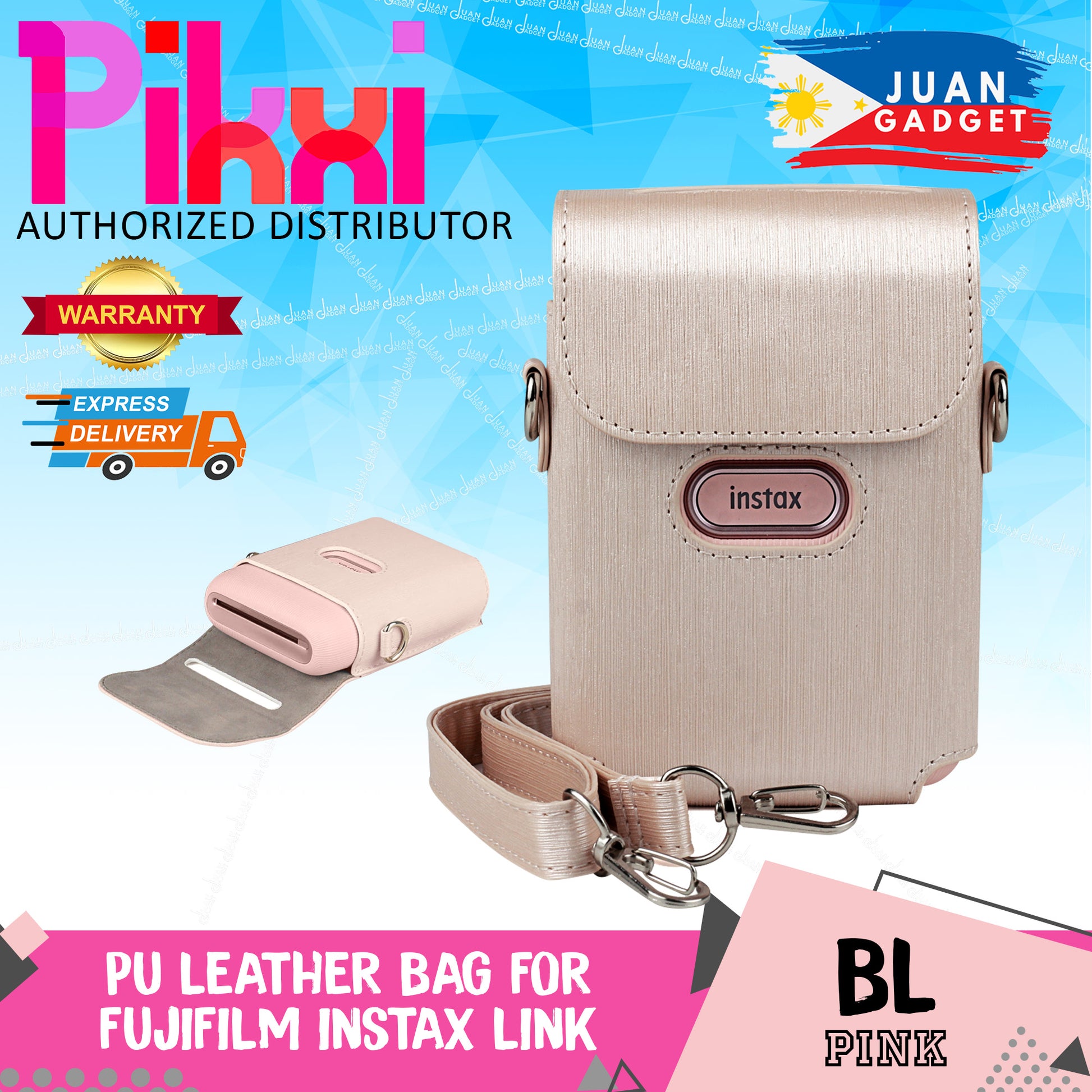 Pikxi Fujifilm Instax Mini Link Leather Case Bag Protector with Strap