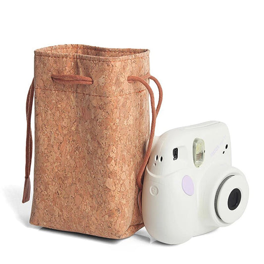 Pikxi BS-08 Cute Cork Drawstring Camera Storage Bag for Fujifilm Instax Mini 11 Instant Camera
