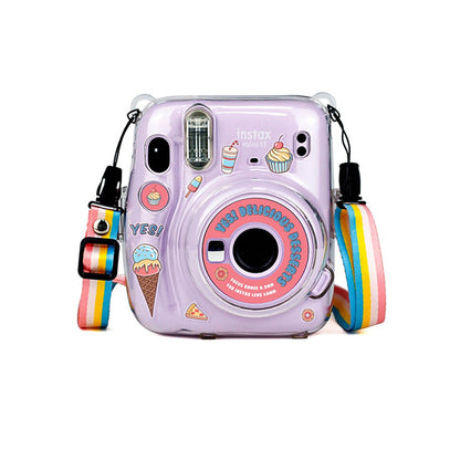 [CLEARANCE] Pikxi CM11 Clear Transparent Protective Case with Strap and Cute Sticker for Fujifilm Instax Mini 11 Camera