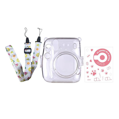 [CLEARANCE] Pikxi CM11 Clear Transparent Protective Case with Strap and Cute Sticker for Fujifilm Instax Mini 11 Camera