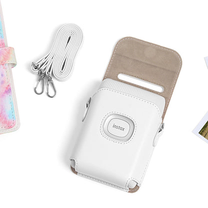[CLEARANCE] Pikxi Instax Mini Link 2 Portable Printer Protective PU Leather Case with Strap (White)