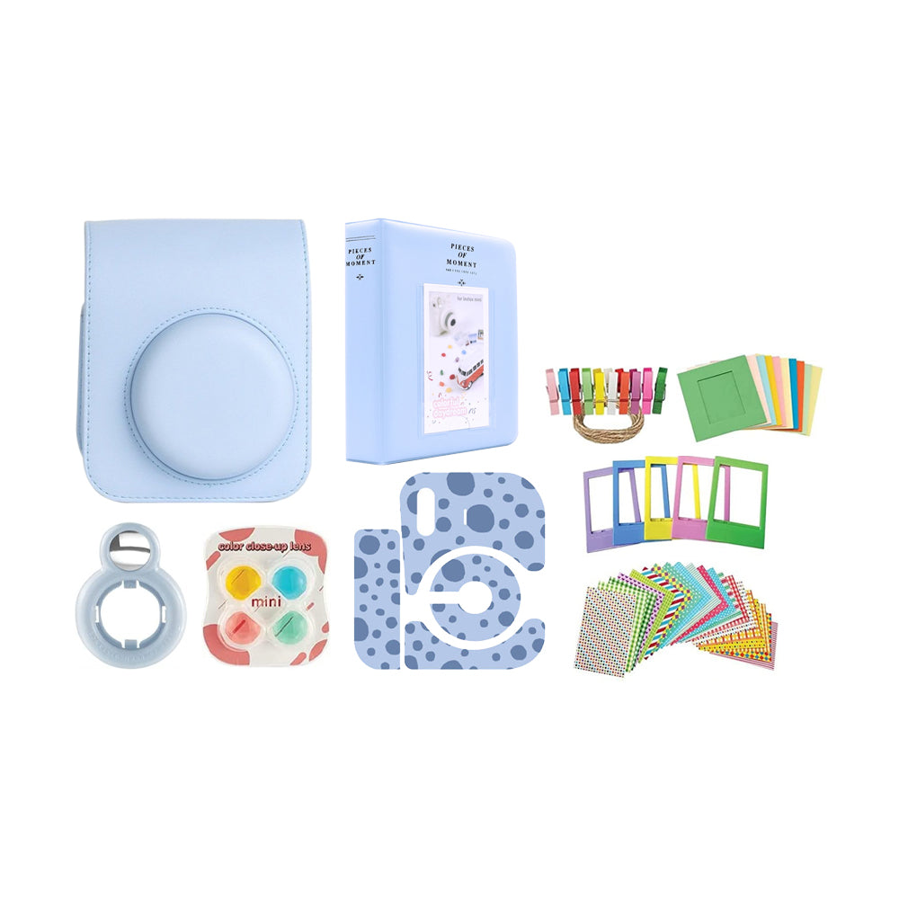 Fujifilm Instax Mini 12 Instant Camera with Case, Decoration Stickers,  Frames, Photo Album and More Accessory kit (Pastel Blue)
