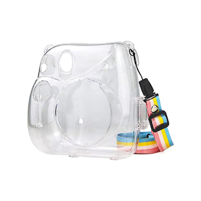 Pikxi Mini 7+ Clear Transparent Protective Case with Removable Shoulder Strap for Fujifilm Instax Camera