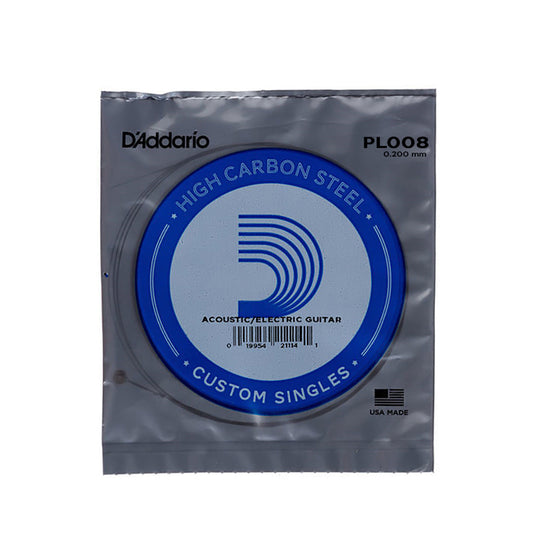 D'Addario Single Steel Acoustic / Electric Guitar String 0.200mm / 0.228mm / 0.406mm Gauge | PL.008, PL.009, PL.016