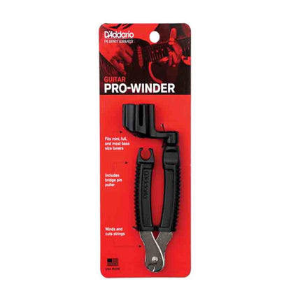 Planet Waves Pro-Winder All-In-One Restringing Tool Multipurpose Winder, Cutter, Bridge Pin Puller for Guitar Strings (Black) | DP0002