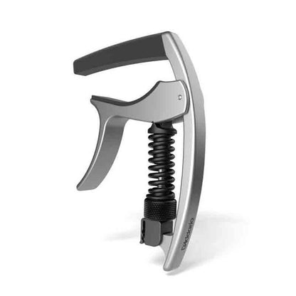 D'Addario Tri-Action Capo with Adjustable Tension and Integrated Pick Holder, Rubber Pad for Guitar - Black | PW-CP-09