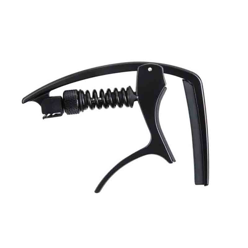 D'Addario Tri-Action Capo with Adjustable Tension and Integrated Pick Holder, Rubber Pad for Guitar - Black | PW-CP-09 | JG Superstore