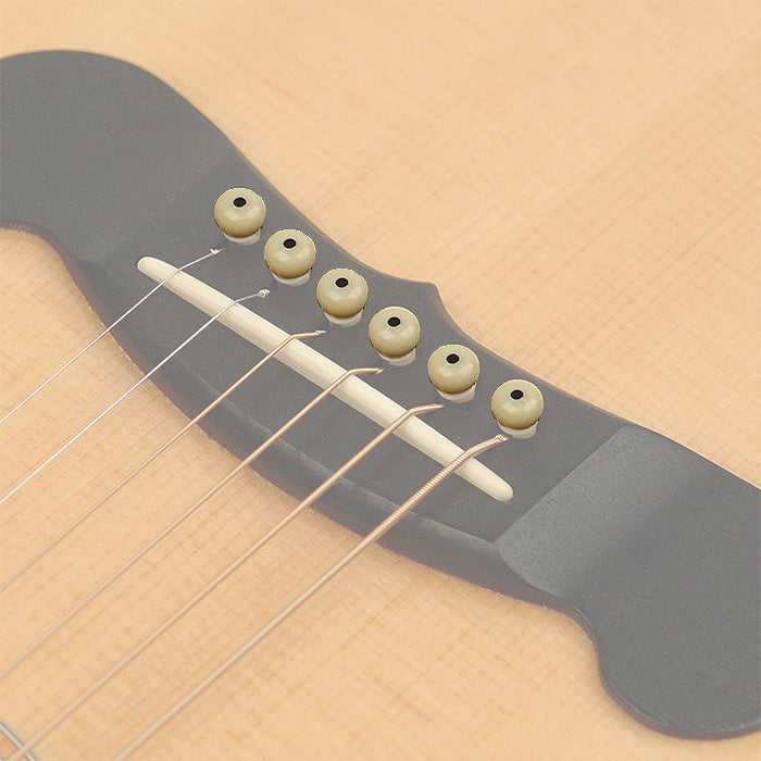 Planet Waves Injected Molded 7 Plastic Bridge Pins with Ivory End Pin, Dotted for Acoustic Guitars (Black) | PWPS12