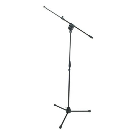 PROEL PRO200BK Professional Telescopic Adjustable Boom Microphone Stand with Tripod Die-Cast Aluminium Base, 1.6m Max Height, Upper Swivel Joint and Nylon Clutch-Style for Studio, Concert and Recording