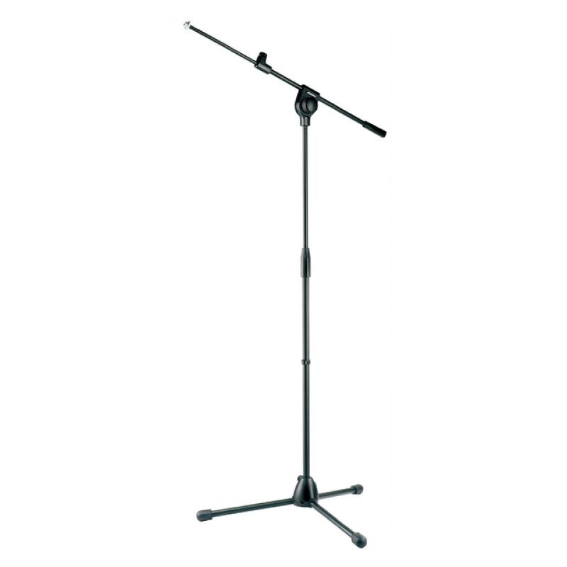 PROEL PRO200BK Professional Telescopic Adjustable Boom Microphone Stand with Tripod Die-Cast Aluminium Base, 1.6m Max Height, Upper Swivel Joint and Nylon Clutch-Style for Studio, Concert and Recording