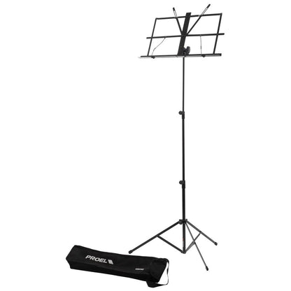 PROEL RSM300 3-Section Foldable Orchestra Music Stand with 2Kg Load Capacity, Tilt & Height Adjustable, Die Cast Aluminum Clutches, Tripod Base and Nylon Carrying Bag