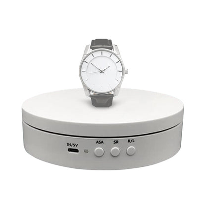 [CLEARANCE] Pxel AA-TT1 Electric 15cm 360 Degree Rotating TurnTable Stand Platform Display with 3-Gear RPM and Forward / Reverse Function for Product Display and Exhibition Photography (White)