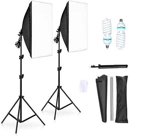 Pxel LS-SB Dual Set Socket Softbox, 2pcs 150w Bulb, 2pcs. 200cm Light Stand for Photography, Video Shoots, Studio Lightings, Kit 2