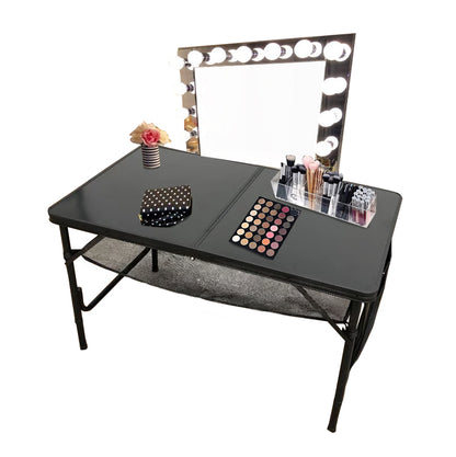 [CLEARANCE] Pxel 100cm Big Aluminum Folding Table for Outdoor Vanity Setting, Dining Table and Desk (Black)