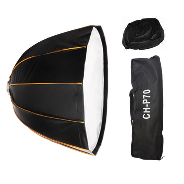 [CLEARANCE] Pxel CH-P70 70cm Round Parabolic Softbox with Honeycomb Grid, Diffuser and Carrying Case for Bowens Mount Studio Flash | SB-GO70
