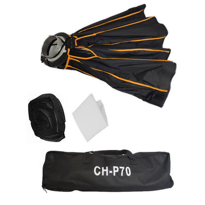 [CLEARANCE] Pxel CH-P70 70cm Round Parabolic Softbox with Honeycomb Grid, Diffuser and Carrying Case for Bowens Mount Studio Flash | SB-GO70