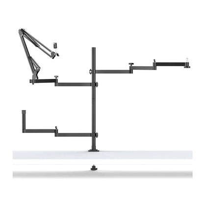 [CLEARANCE] Pxel TS-A1 Universal Flexible Table Stand Gear Tree with 2 and 3 Section Extended Arm with Spring Microphone & Phone Holder, Mini Ball Head & Extended Pod, Table Stand with Clamp for Recording Studio & Radio Control Room