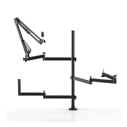 [CLEARANCE] Pxel TS-A1 Universal Flexible Table Stand Gear Tree with 2 and 3 Section Extended Arm with Spring Microphone & Phone Holder, Mini Ball Head & Extended Pod, Table Stand with Clamp for Recording Studio & Radio Control Room