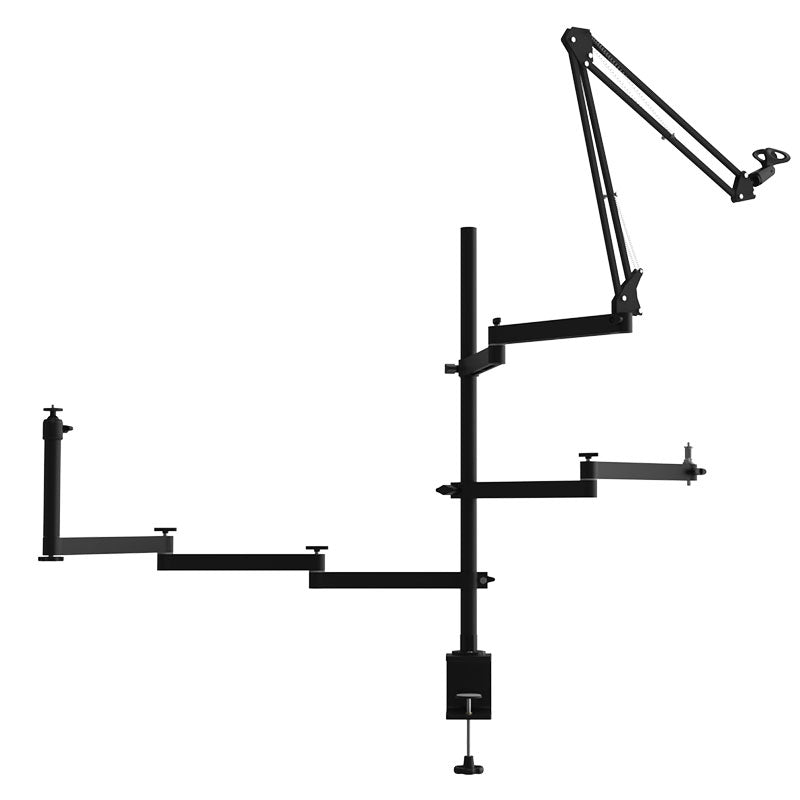 Pxel TS-A1 Universal Flexible Table Stand Gear Tree with 2 and 3 Section Extended Arm with Spring Microphone & Phone Holder, Mini Ball Head & Extended Pod, Table Stand with Clamp for Recording Studio & Radio Control Room
